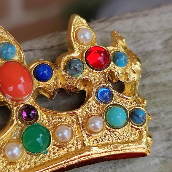 👑 Vintage DMKC Sainte Chappelle Paris Monument Crown Brooch - Picture 3 of 8